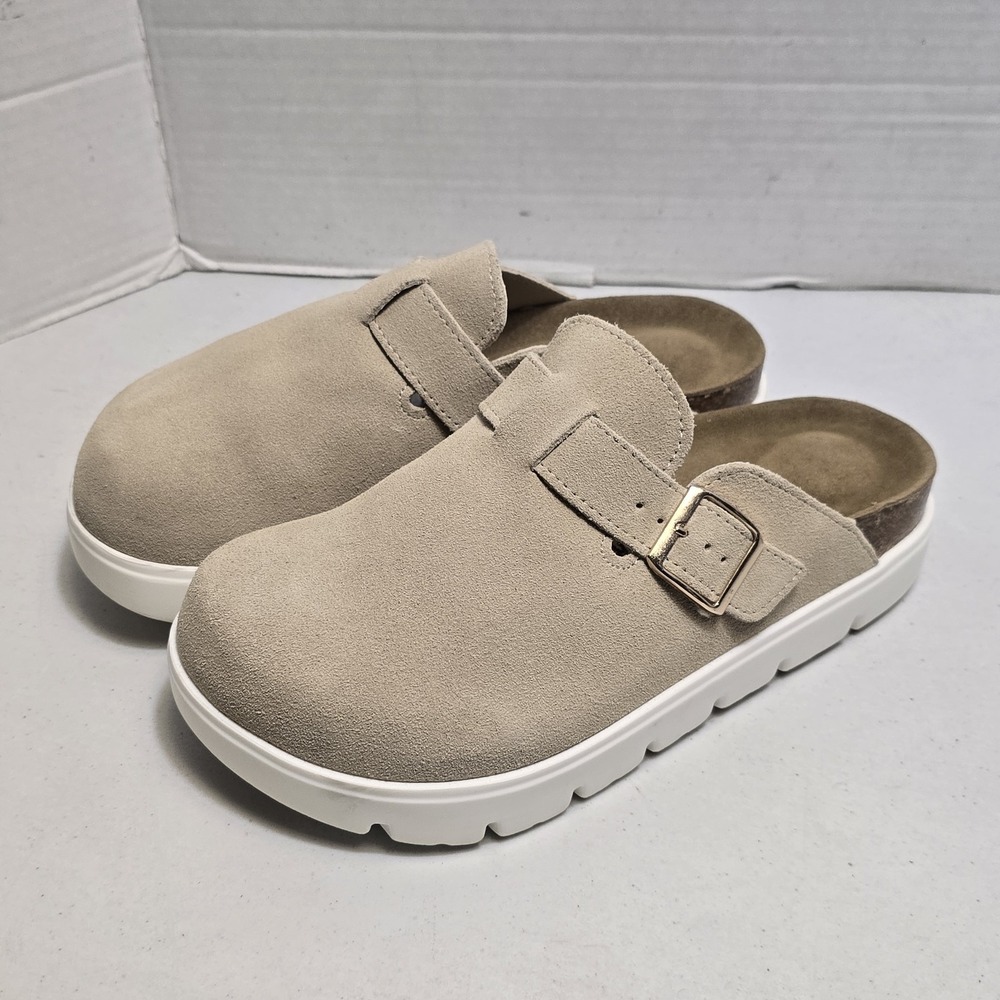 Project‎ Cloud Benton Shoes Memory Foam Slip On Clogs Comfort Tan- Women's 8.5